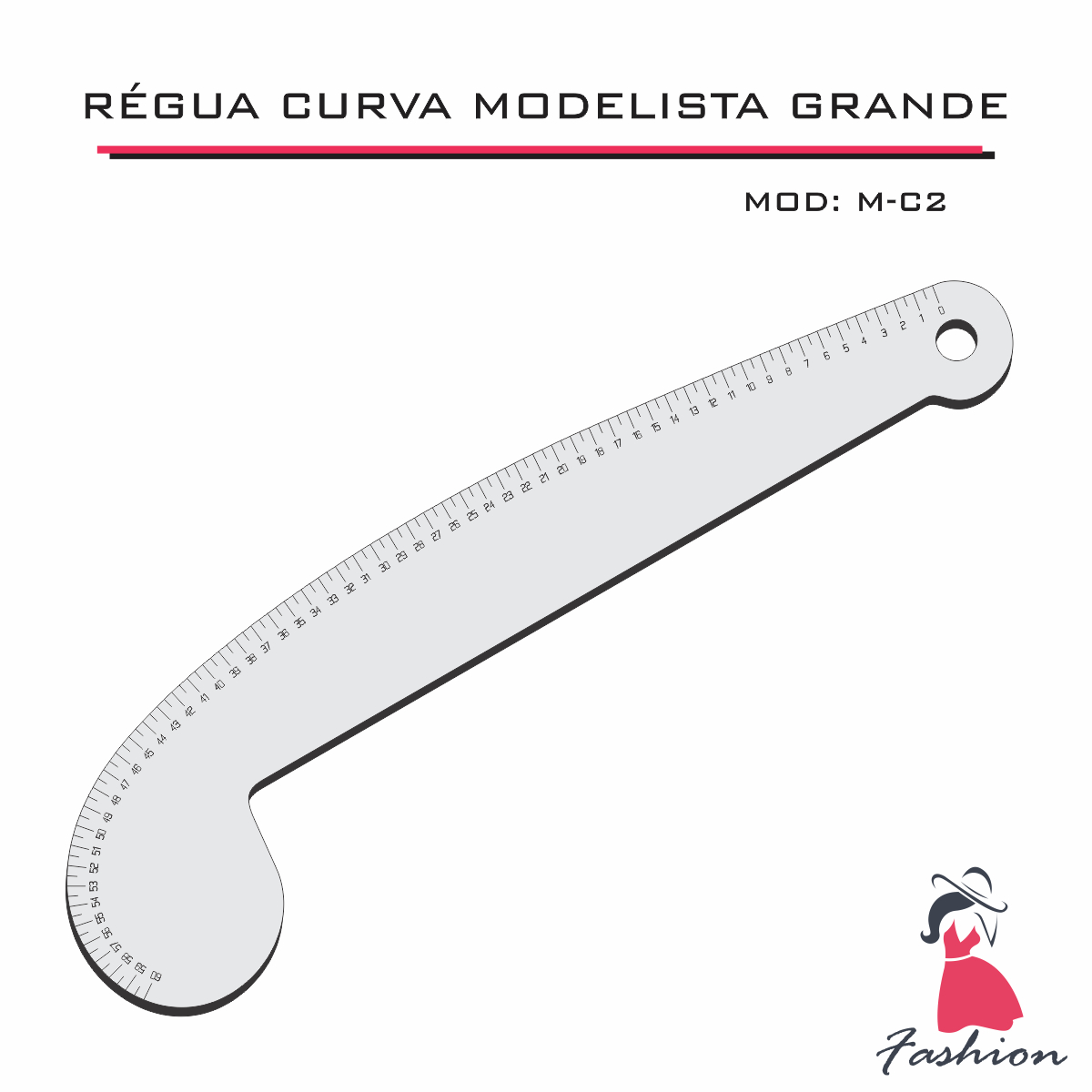 Régua Curva Modelista Grande Alfaiate Corte C2 Acrilic Fenix