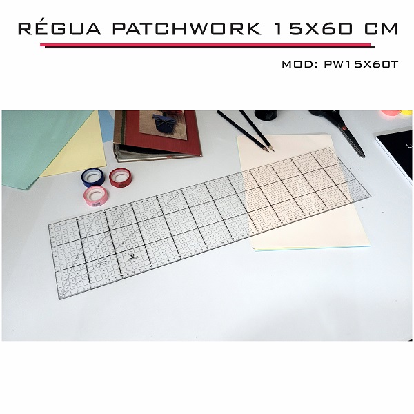 Régua Patchwork Scrapbook Corte Artesanato 15x60 cm - Fenix
