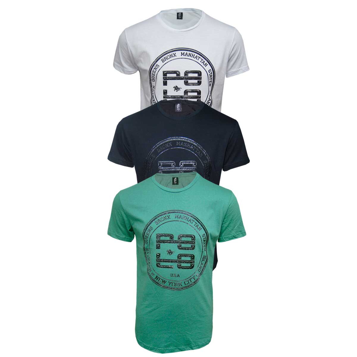 Kit com 3 Camisetas Masculinas com Estampa em Alto Relevo Polo RG518