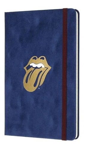 Caderno Moleskine Edição Limitada, Rolling Stones, Veludo Azul, Capa Dura, Pautado, Grande