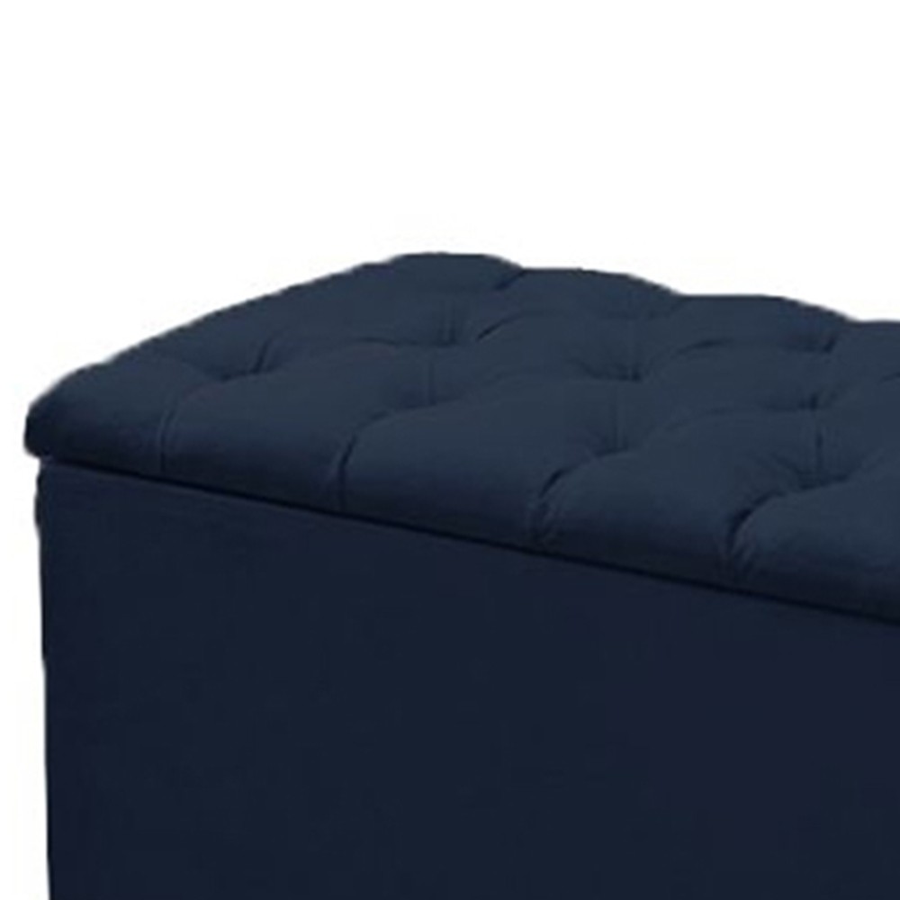 Cabeceira Mais Calçadeira Baú King 190cm Para Cama Box Sofia Suede Azul Marinho - DS Móveis