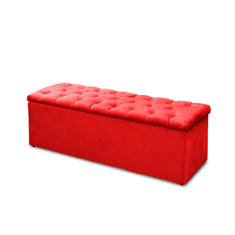 Cabeceira Mais Calçadeira Baú Solteiro 90cm Para Cama Box Sofia Suede Vermelho - DS Móveis