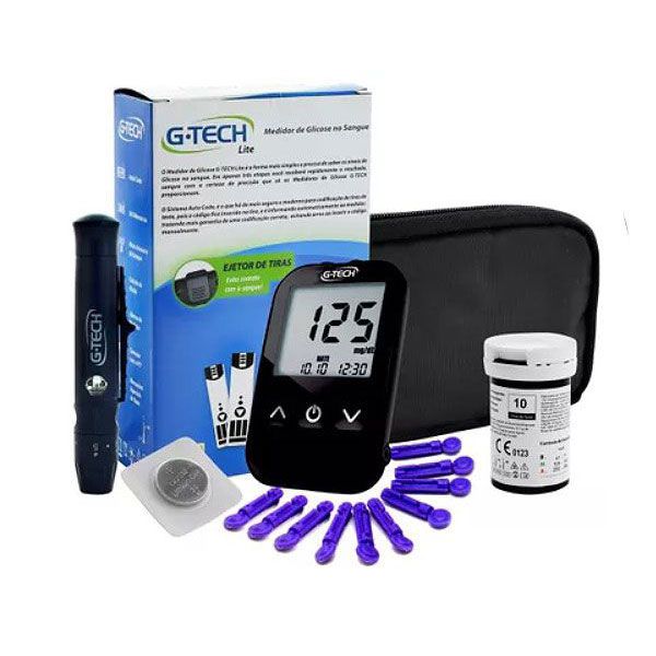 Kit Completo Medidor de Glicose no Sangue e Tiras G-TECH FREE LITE