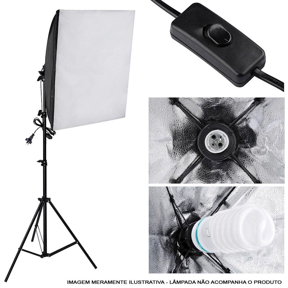 Kit Iluminação Estúdio 02 Softbox E27 40x60 com Tripé - Diafilme Materiais Fotográficos