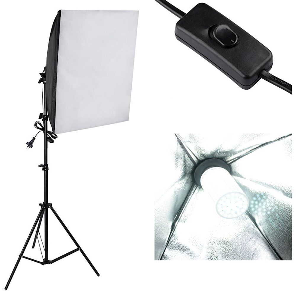 Kit Iluminação Estúdio LED 2x60W Softbox 40x60 com Tripé  - Diafilme Materiais Fotográficos