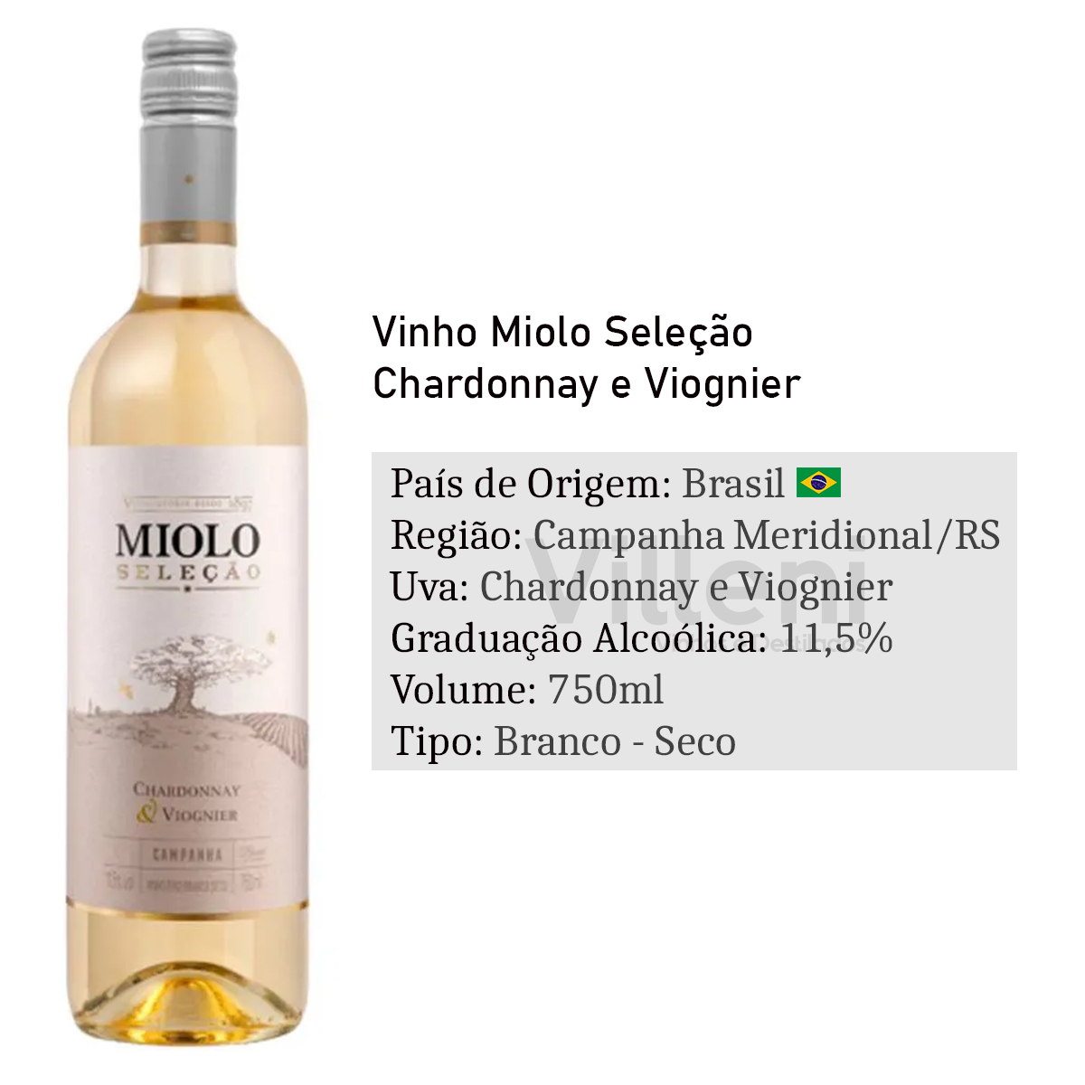 Kit 03 Un. Vinho Miolo Seleção Chardonnay e Viognier 750ml