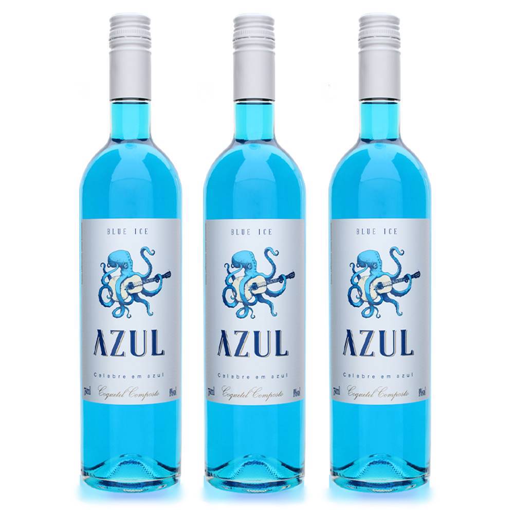 Kit 03 Unidades Vinho Azul Ice Moscato Casa Motter 750ml