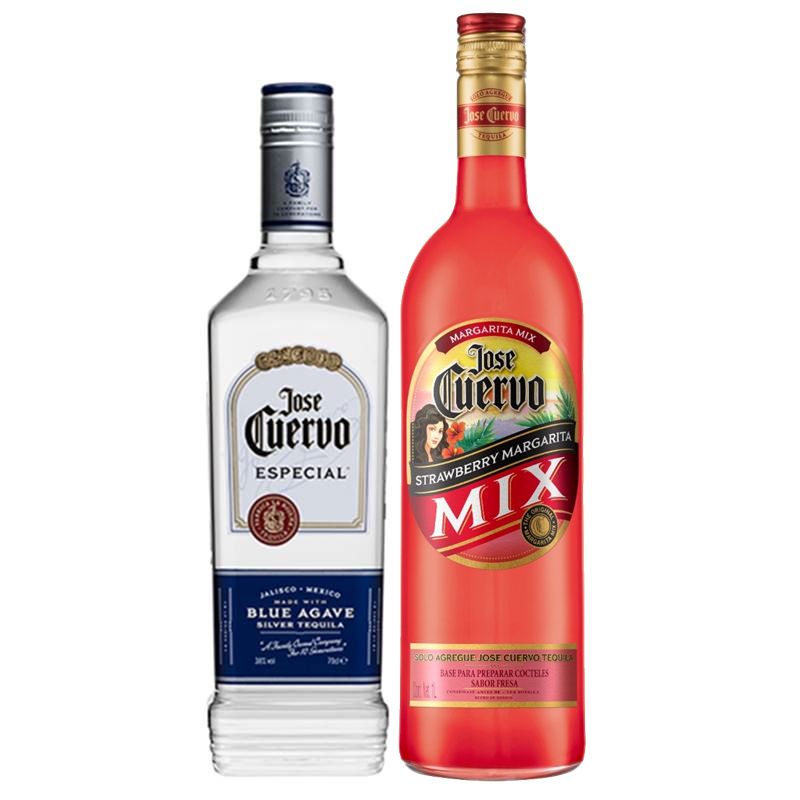 Kit Tequila Jose Cuervo Prata 750ml e Margarita Morango 1 Lt
