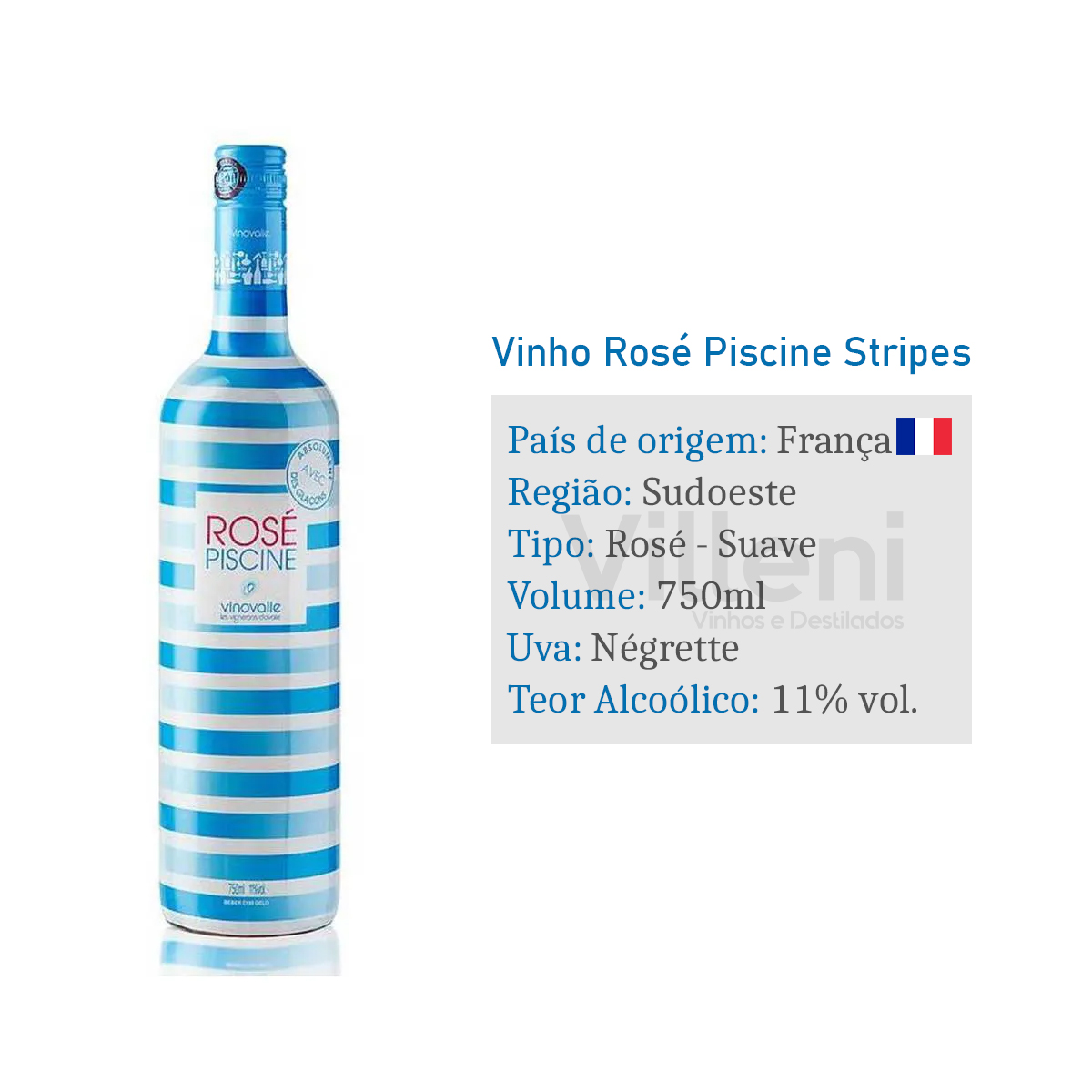 Vinho Rosé Piscine Stripes Suave 750ml