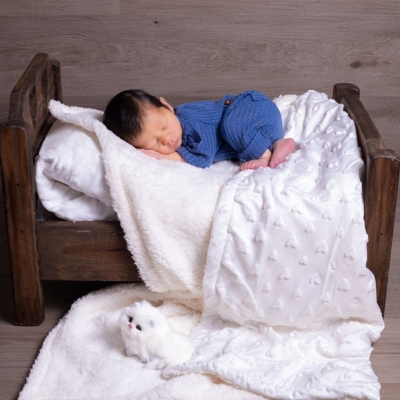 Cobertor bebê Sherpam Hearts - Branco