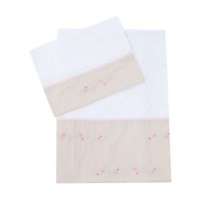 Kit lençol de berço 3 peças bordado - Branco