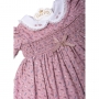 Vestido bebê casinha de abelha floral - Rosa seco (Acompanha touca até o tamanho 1)
