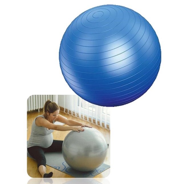 Kit Tapete Bola Fisioterapia Fitness Yoga Pilates Azul