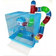 Gaiola Hamster 3 andares Labirinto - Azul