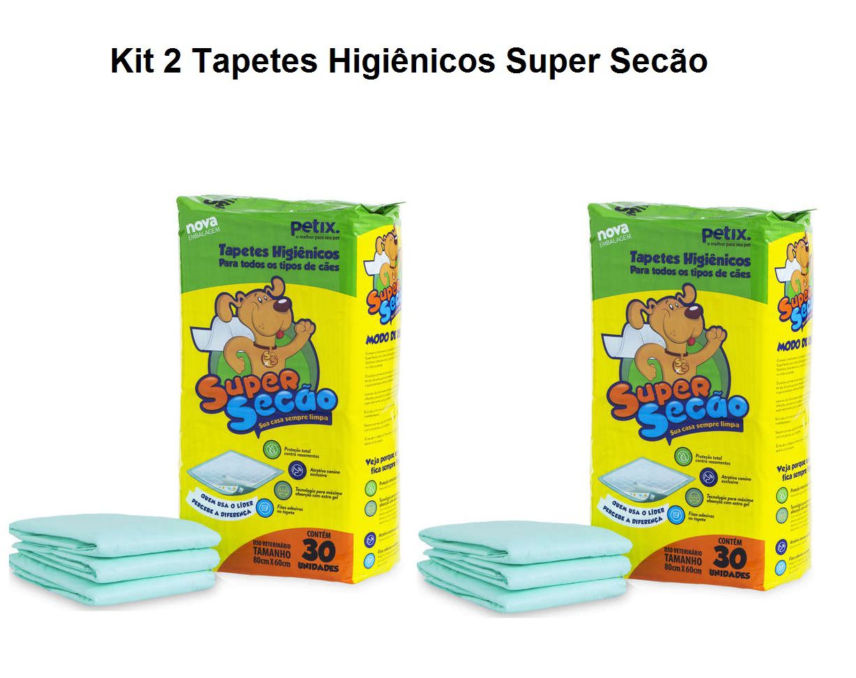 Kit 2 Tapete Higiênico para Cães Super Secao 30un - Petix