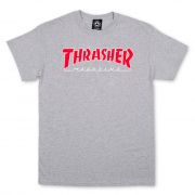 Camiseta Thrasher Outlined Cinza Logo Vermelho