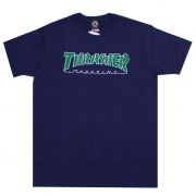 Camiseta Thrasher Outlined Marinho Logo Verde