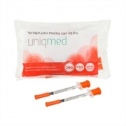 Seringa para Insulina Uniqmed 0,5mL (50UI) Agulha 12,7x0,33mm 29G - Pacote com 10 seringas