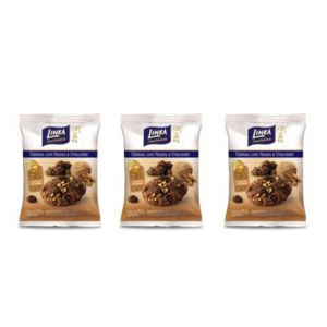 Cookies com nozes e chocolate zero açúcar Linea - 3 pacotes x 40g  - Diabetes On - Vendido e Entregue por Diabetic Center