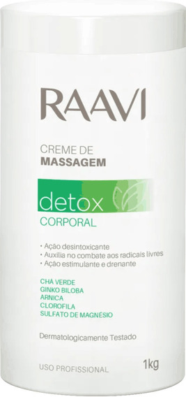 Creme Massagem Corporal Detox 1kg Raavi