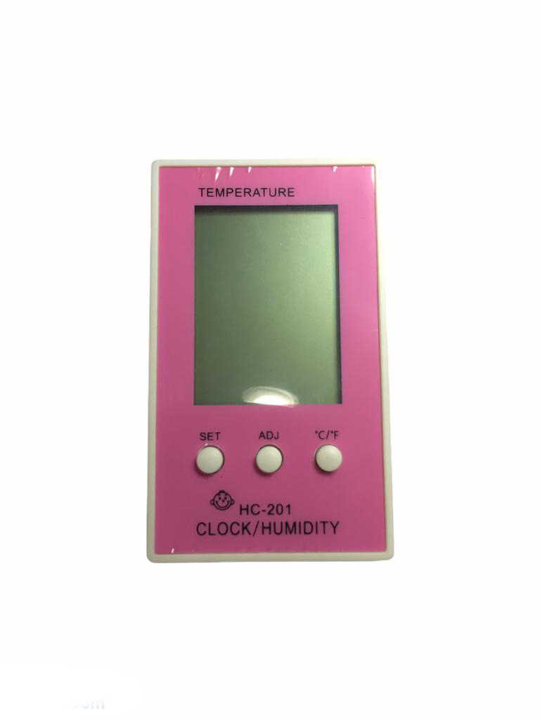 Termo-higrômetro Rosa Digital Termômetro Higrômetro Relógio HC 201