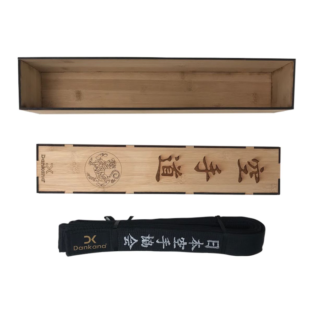 Caixa de Bambu + Faixa Preta de Cetim - Ambas Personalizadas