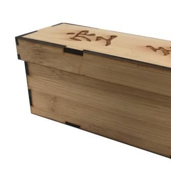 Caixa de Bambu + Faixa Preta de Cetim - Ambas Personalizadas