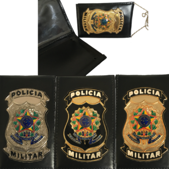Carteira Distintivo Policia Militar Nacional 2x1 - PM Federal
