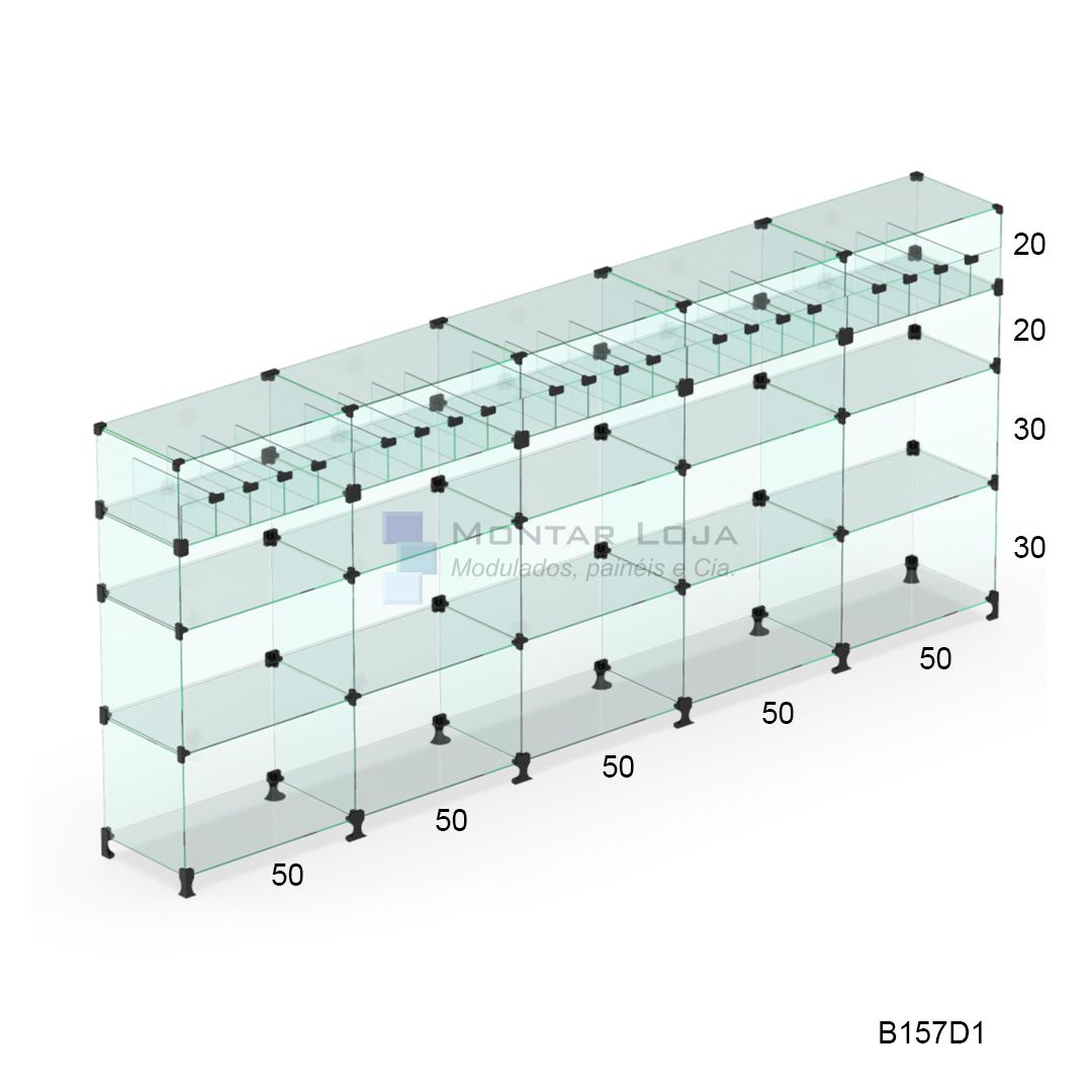 Balcão De Vidro Modulado Com Divisorias 2,50 X 1,00 X 0,30