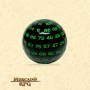 Dado de RPG - D100 Black Opaque Dice Green Font - Cem Lados - Mercado RPG