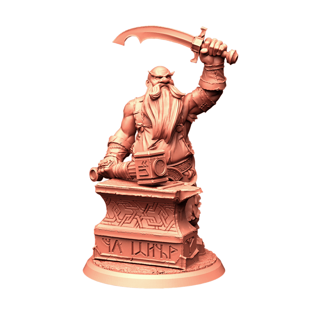 Jakir Redsword The Blacksmith - Anão Ferreiro - Miniatura sem pintura para RPG