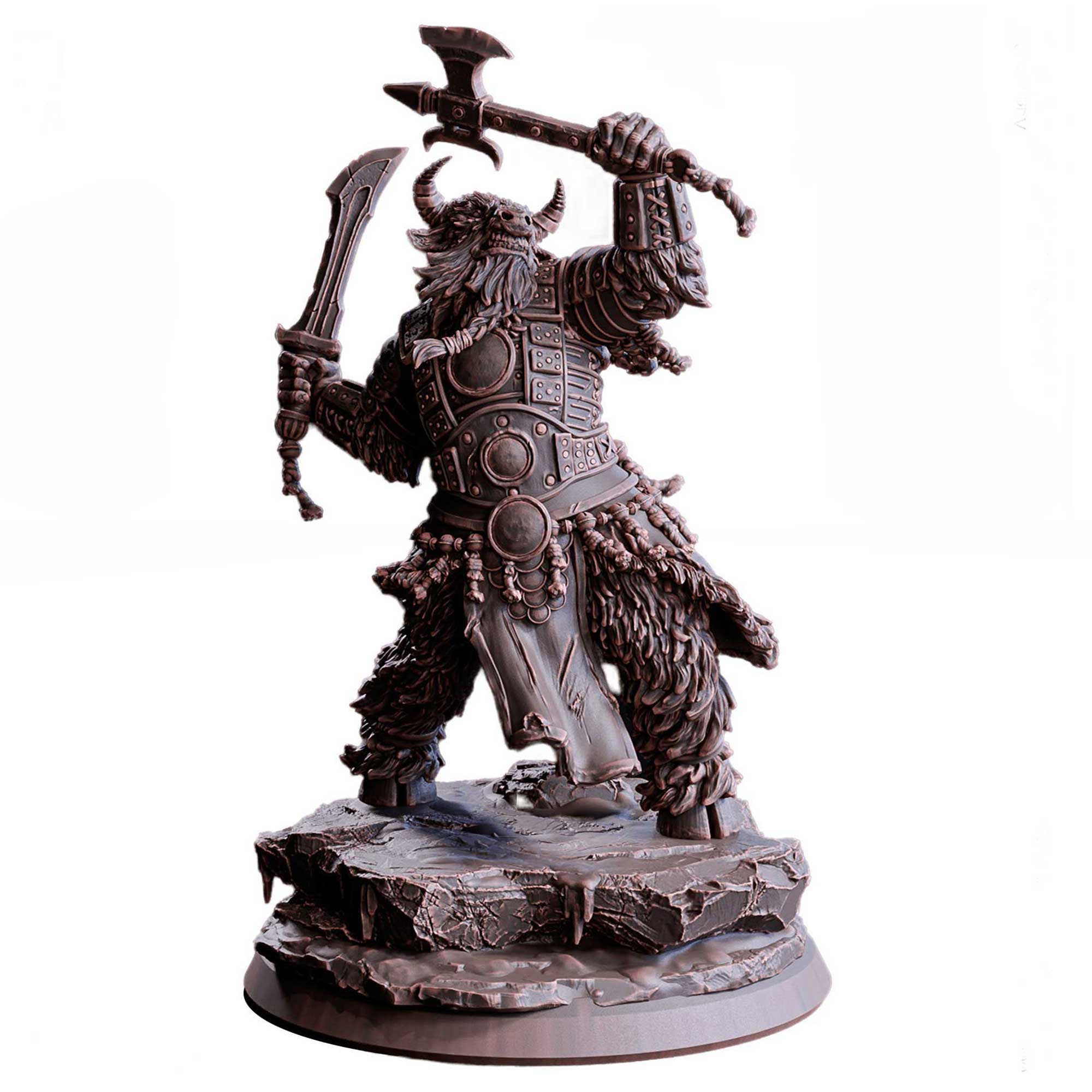 Yakfolk Warrior - Minotauro - Monstrosity - Miniatura sem pintura para RPG
