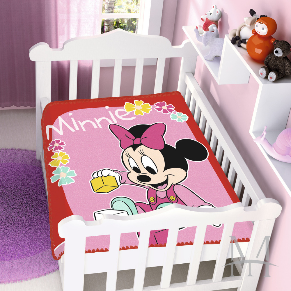 Cobertor Jolitex Infantil Berço Bebê Disney Minnie Brincando Vermelho