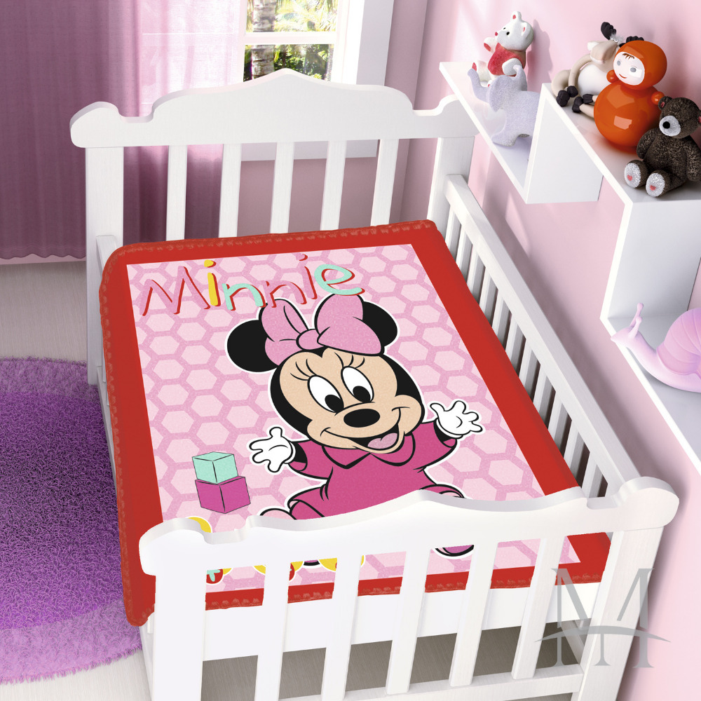 Cobertor Jolitex Infantil Berço Bebê Disney Minnie Patinhos Vermelho