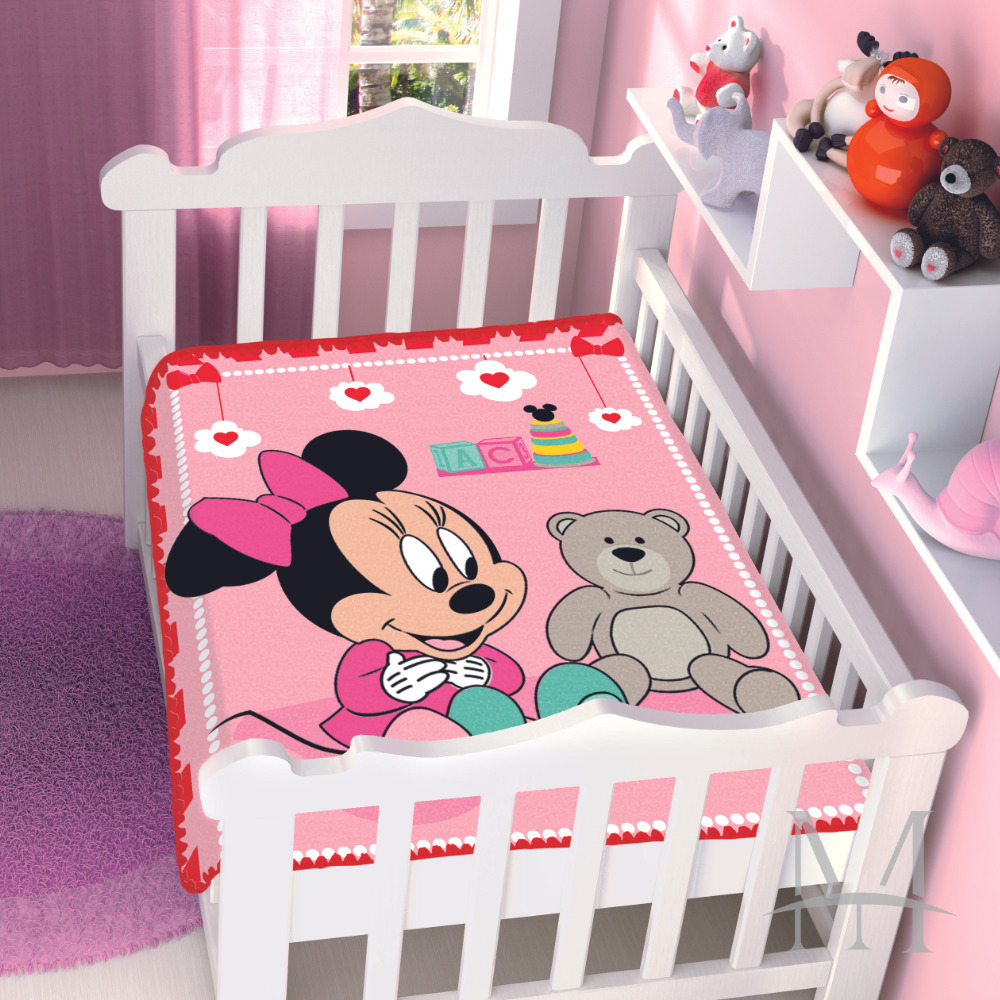 Cobertor Jolitex Infantil Berço Bebê Disney Minnie Surpresa Vermelho