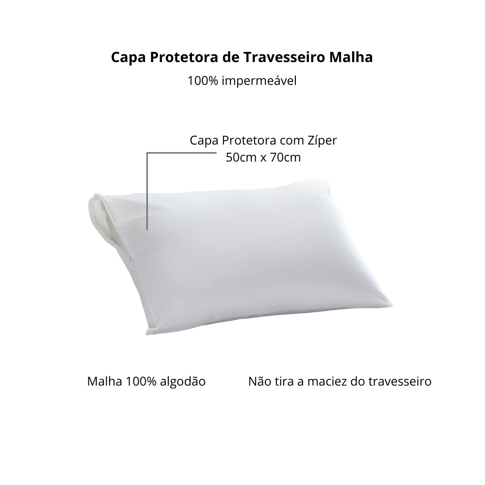 Kit 03 Capas Protetora Travesseiro Impermeável Malha Kacyumara