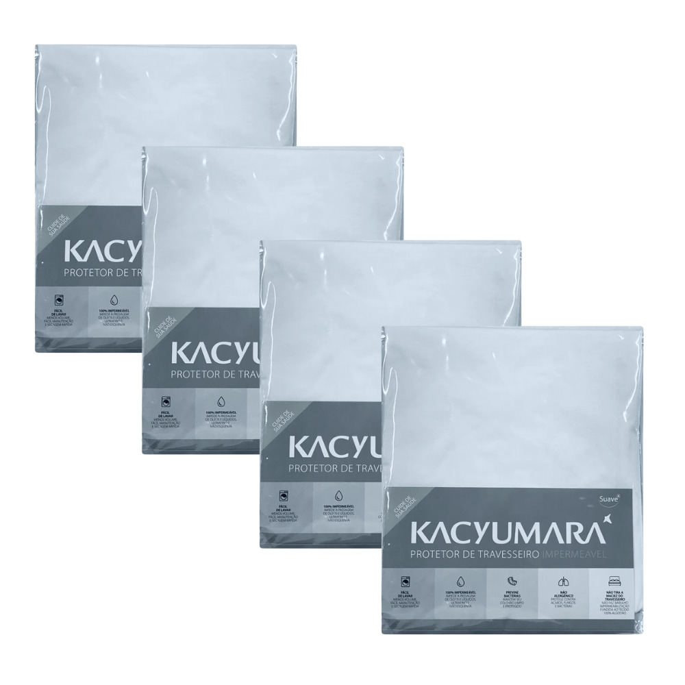 Kit 04 Capas Protetora Travesseiro Impermeável Malha Kacyumara