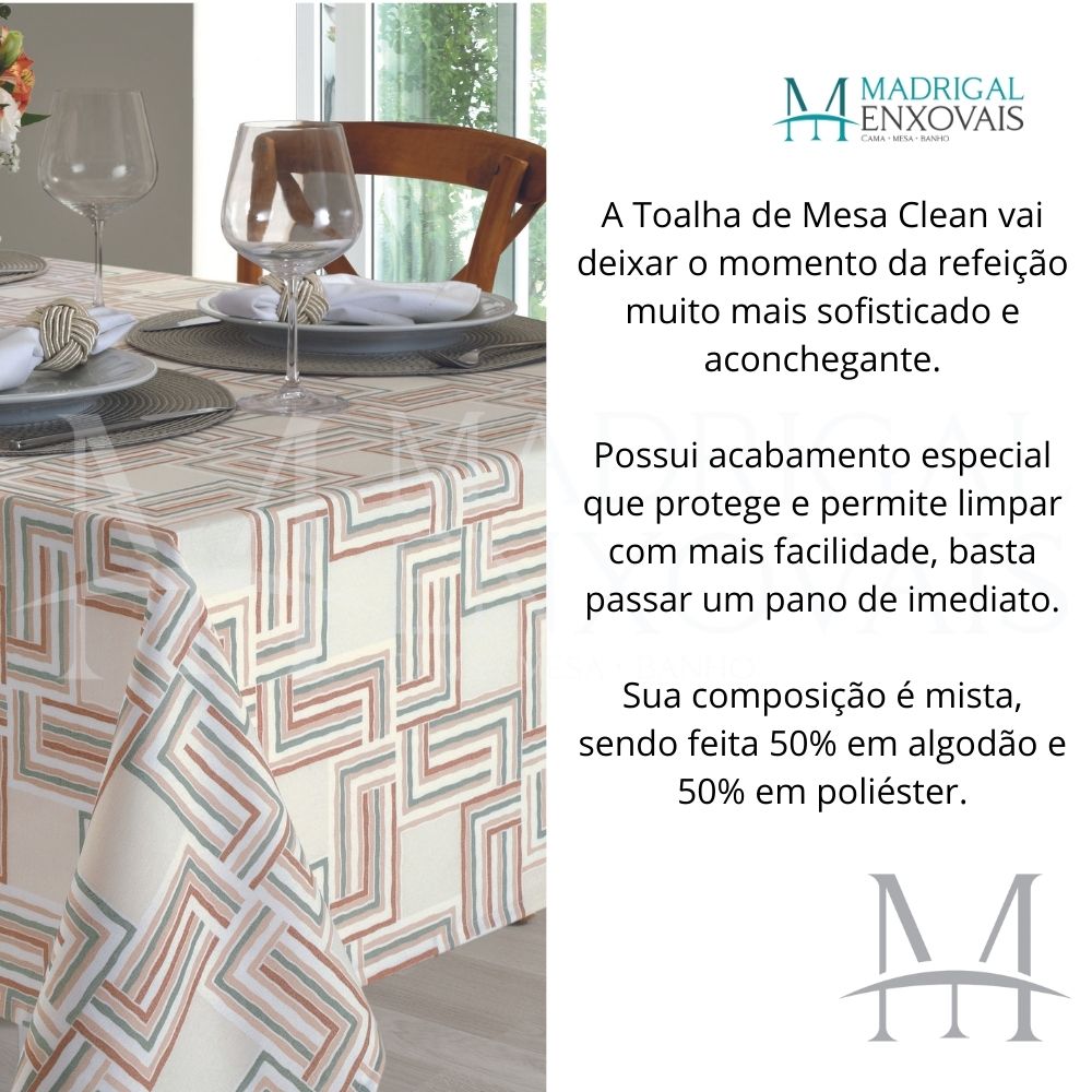 Toalha De Mesa Dohler Clean Limpa Fácil Athenas 1,40x1,40m Emily