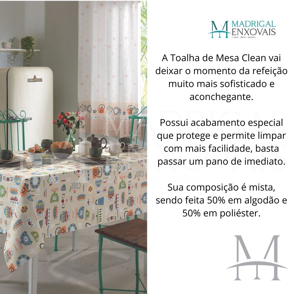 Toalha De Mesa Dohler Clean Limpa Fácil Athenas 1,40x2,10m Edilene