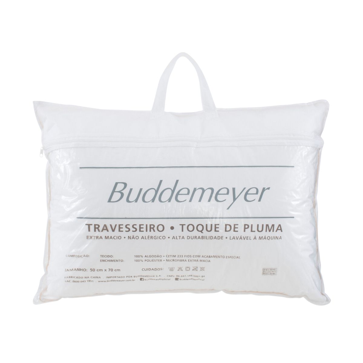 Travesseiro Buddemeyer Toque de Pluma 100% Algodão 233 Fios 50x70cm