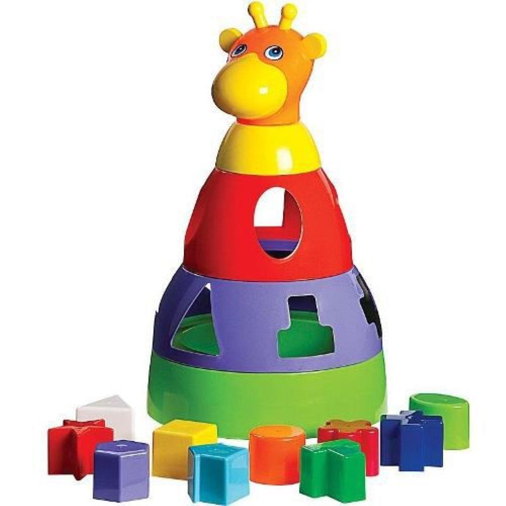 Brinquedo Girafa Didática Educativo Com Blocos De Encaixe - 1 a 3 Anos - MT