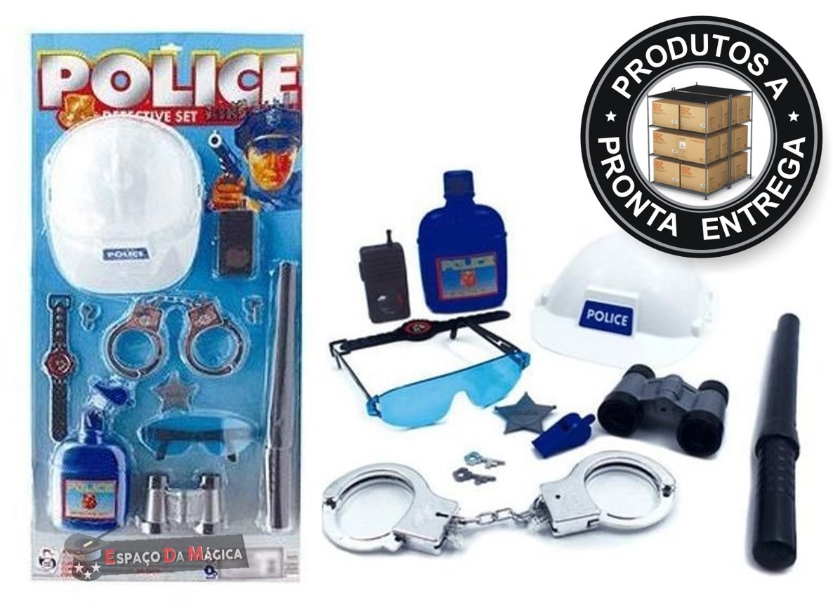 Kit Police Detective Set C/12 Peças Policia Infantil Profissão