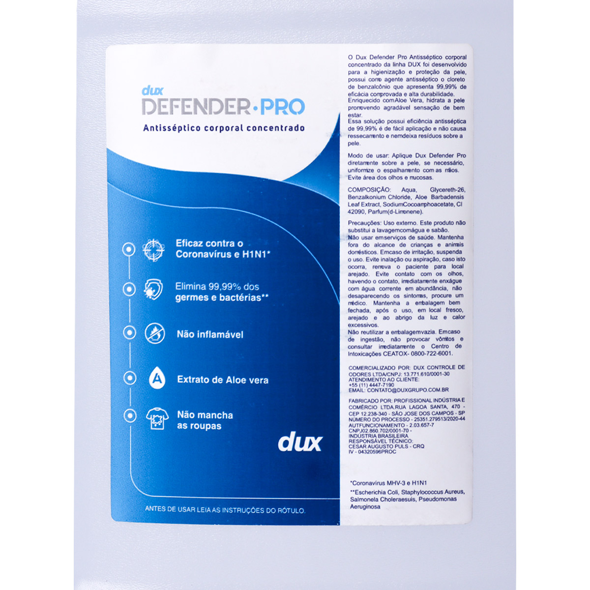 Kit Dispenser Com Sensor Automático + Dux Defender Pro 5 litros
