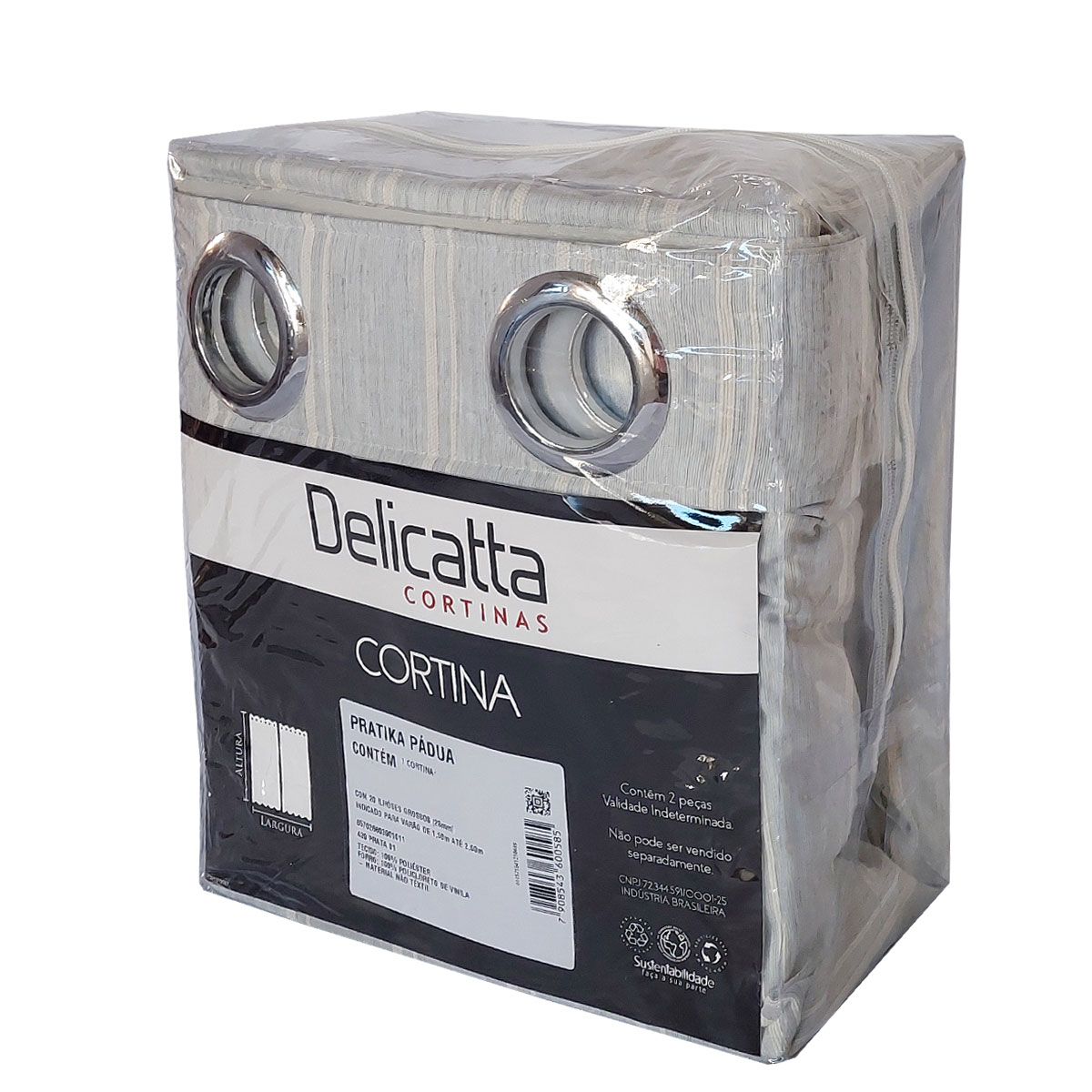 Cortina Pratika Blecaute 2,60 x 1,70m Pádua Prata 01 Delicatta