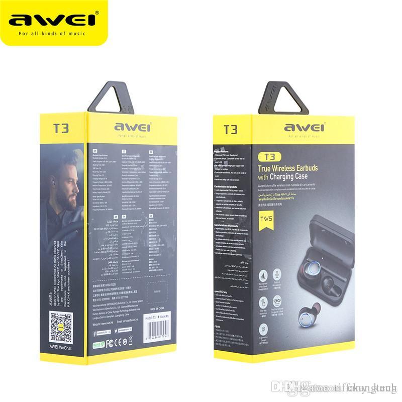 Awei T3 TWS - Fone de ouvido Bluetooth v5.0