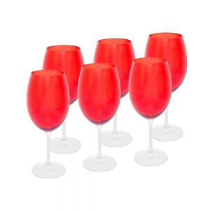Conjunto 6 Taças de Vinho de Cristal Ecológico Banquet Vermelho 580ml - Wolff