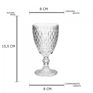Conjunto 6 Taças Vinho De Vidro Bico De Abacaxi Transparente 265 Ml - Lyor