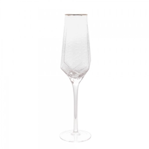 Taça Champagne 2pç Cristal 300ml c/ Borda Dourada Taj - Wolff