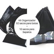 Kit de saco organizador para sapatos e botas com visor embalagem