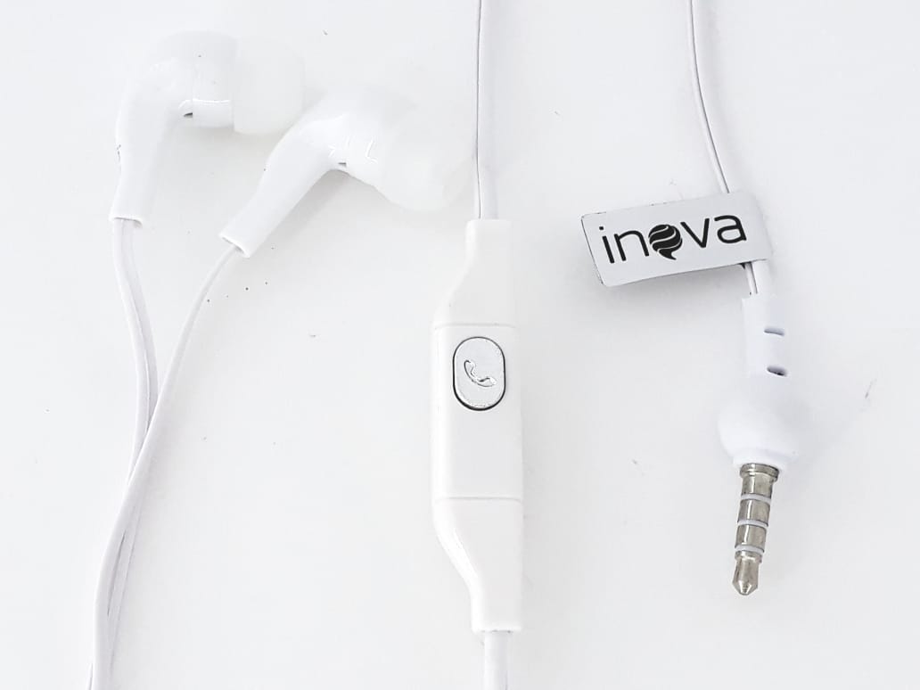 Kit com 2 peças Fone de ouvido branco com microfone para celular Inova